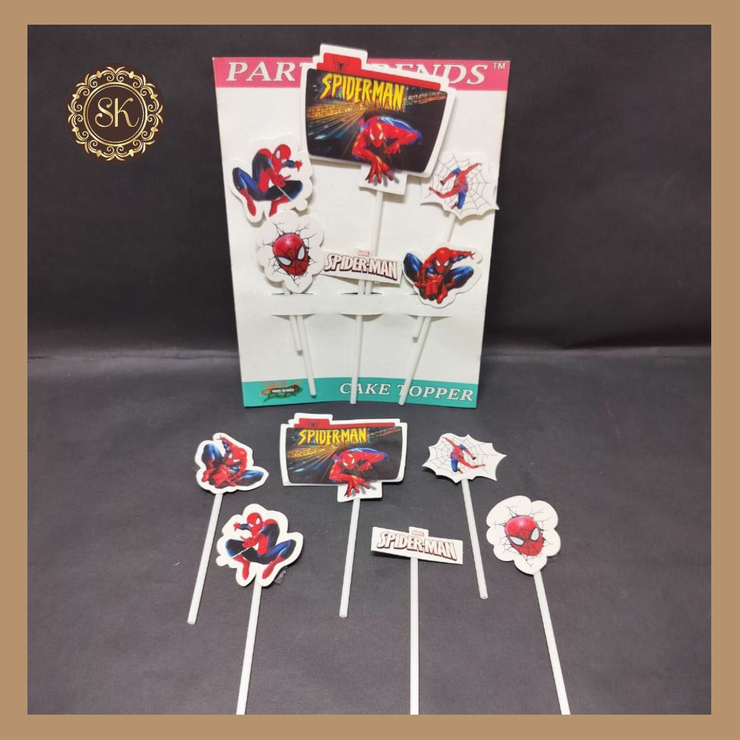 Theme Cake Toppers - 6pcs, Happy Birthday Cake Toppers | Party Cake Toppers | Spider-Man Cake Toppers. Sweetkraft | Baking supplies