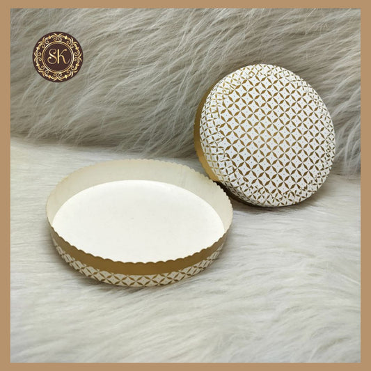 Printed Direct bakeable Mould | Bake and Serve | Plum Cake Mould | Round Shape | White -19cm x 3cm