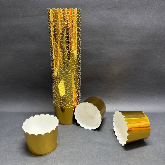 Golden direct bakeable cupcake cups Sweetkraft | Baking supplies